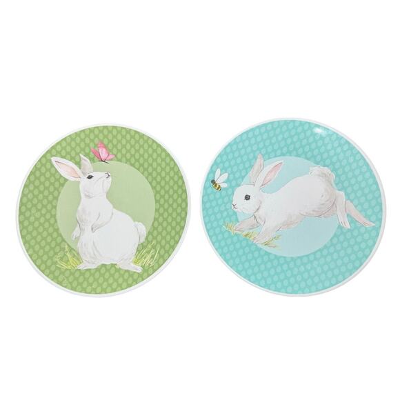 Pottery Barn Kids Melamine Plates Easter Bunny Rabbit Springtime Toddler Meal 9" - Picture 1 of 5